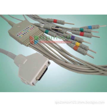 Fukuda Denshi one-piece 10-Lead EKG cable with leadwires